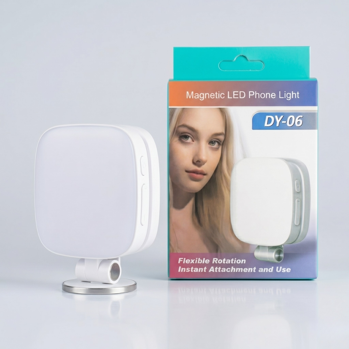 Magnetic LED Phone Light with Makeup Mirror – Portable Selfie Fill Light for Photography & Live Streaming