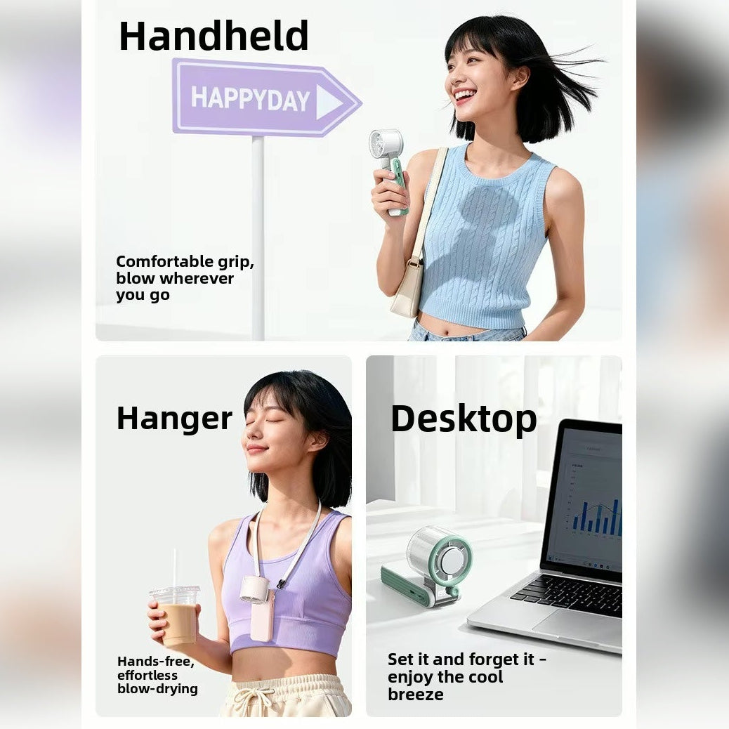 3-in-1 Foldable Cooling Fan with "Ice" Technology, 199 Speeds & 3600mAh Battery – Stay Cool Anywhere
