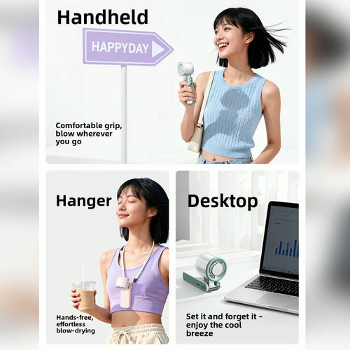 3-in-1 Foldable Cooling Fan with "Ice" Technology, 199 Speeds & 3600mAh Battery – Stay Cool Anywhere