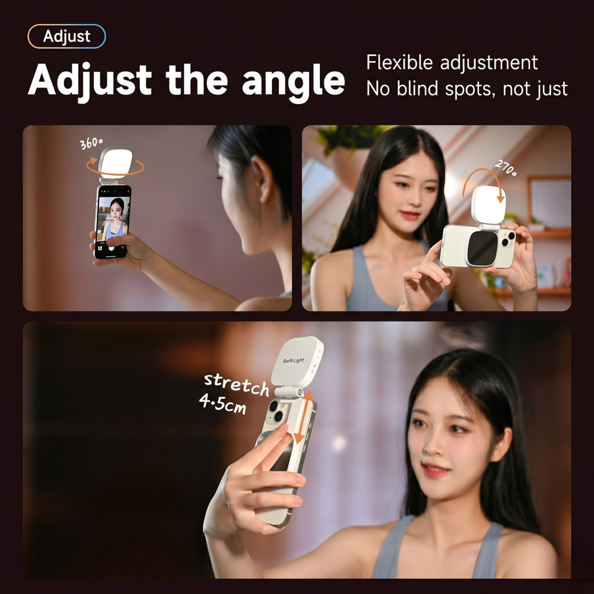 Magnetic LED Phone Light with Makeup Mirror – Portable Selfie Fill Light for Photography & Live Streaming