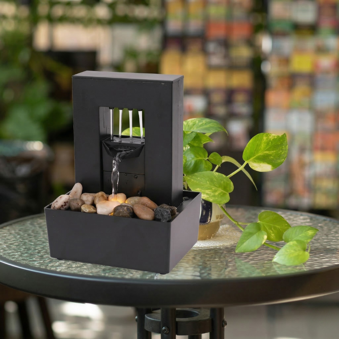 LED Fountain with Natural River Stones