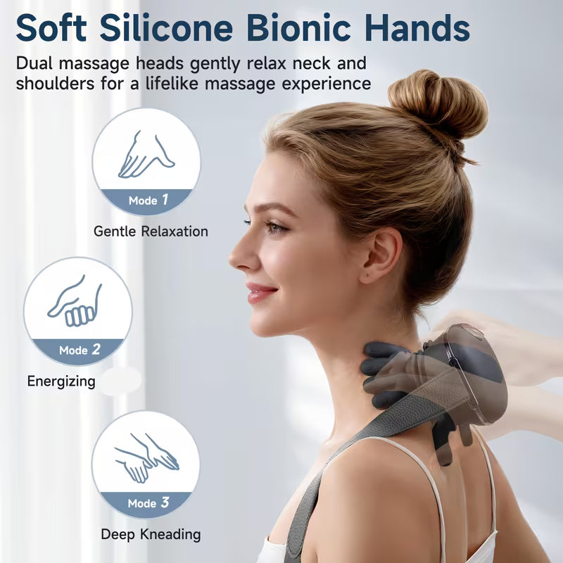 Neck and Shoulder Massager with Heat — Deep Tissue Shiatsu Kneading, Cordless & Rechargeable