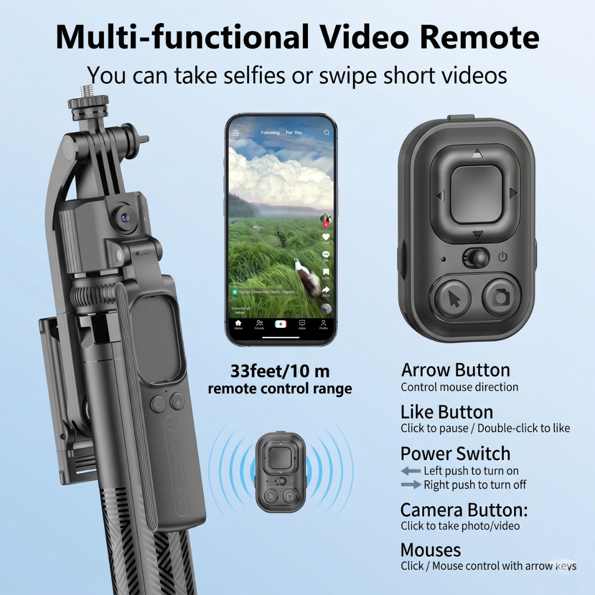 AI Face Tracking Quadrapod Gimbal With 360-Degree Rotation and 1.63m Adjustable Height