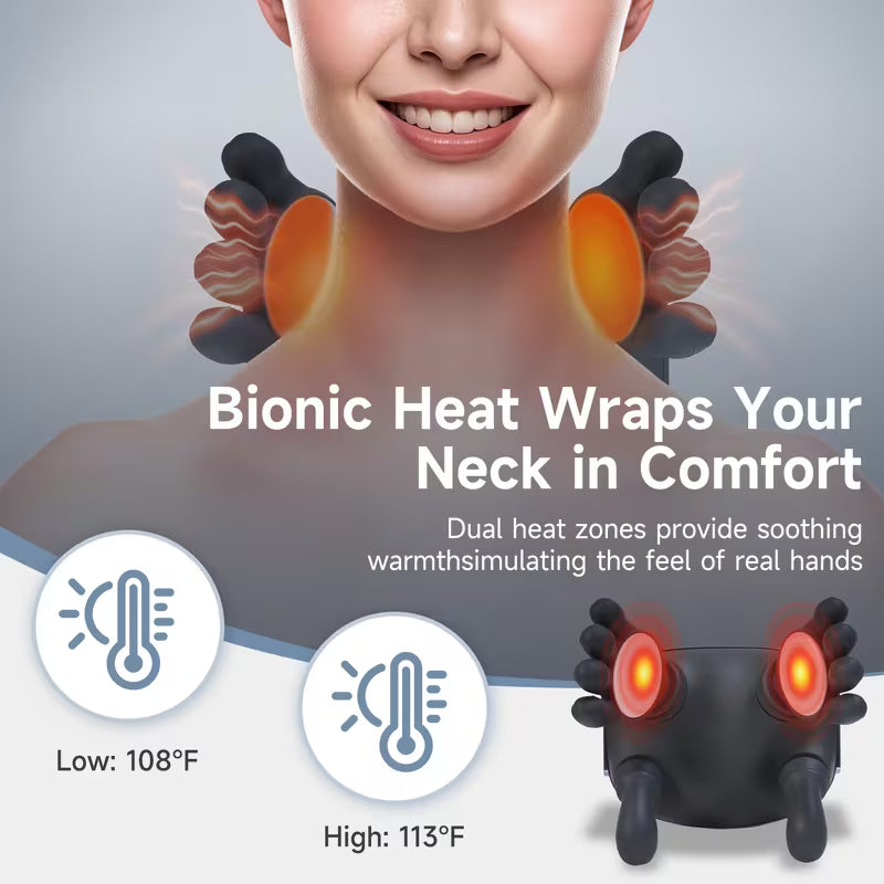 Neck and Shoulder Massager with Heat — Deep Tissue Shiatsu Kneading, Cordless & Rechargeable