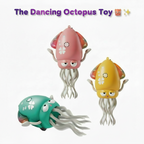 Three colorful squid-shaped toys on a white background