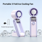 3-in-1 Foldable Cooling Fan with "Ice" Technology, 199 Speeds & 3600mAh Battery – Stay Cool Anywhere