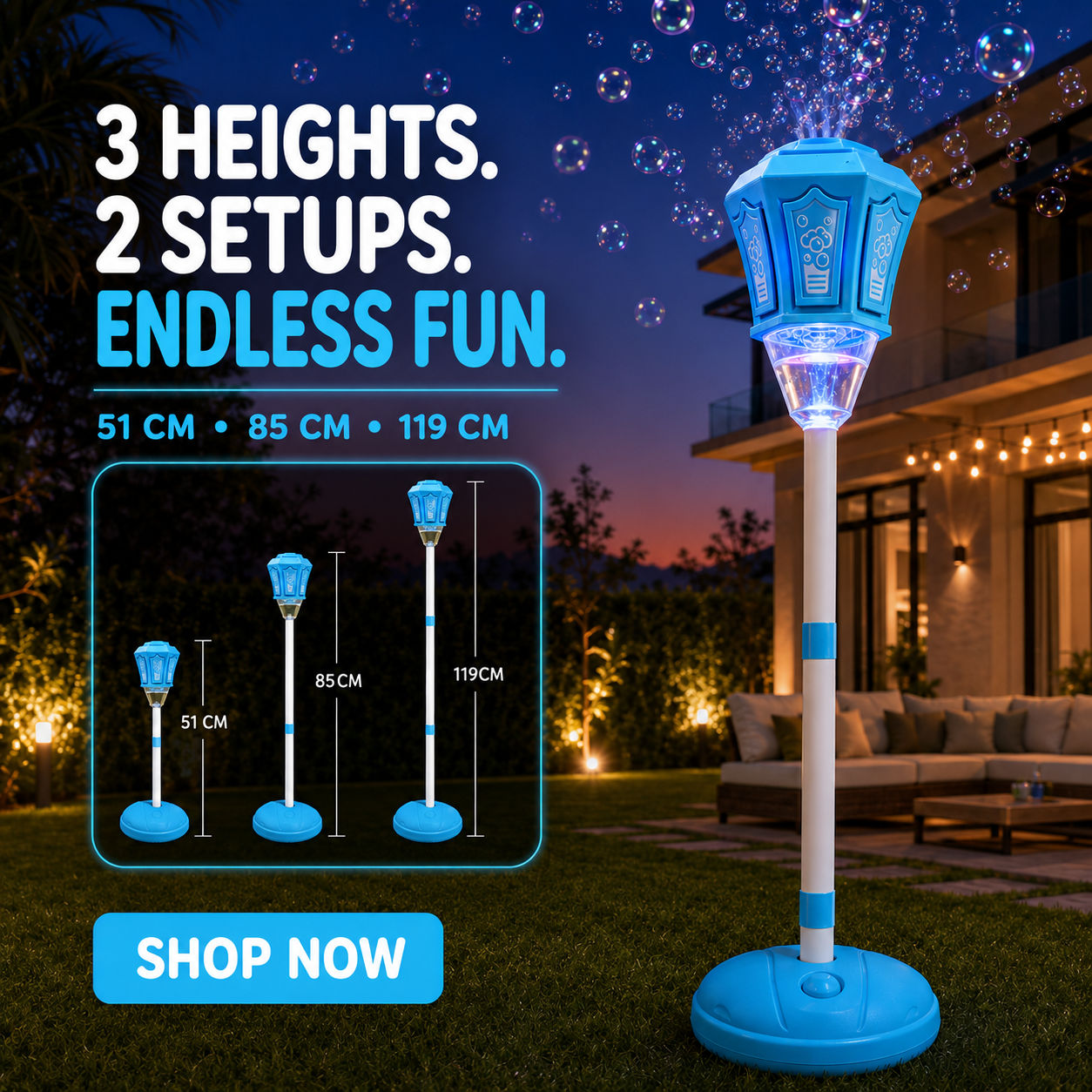 Automatic Bubble Machine for Kids with Lights, Music & Remote Control