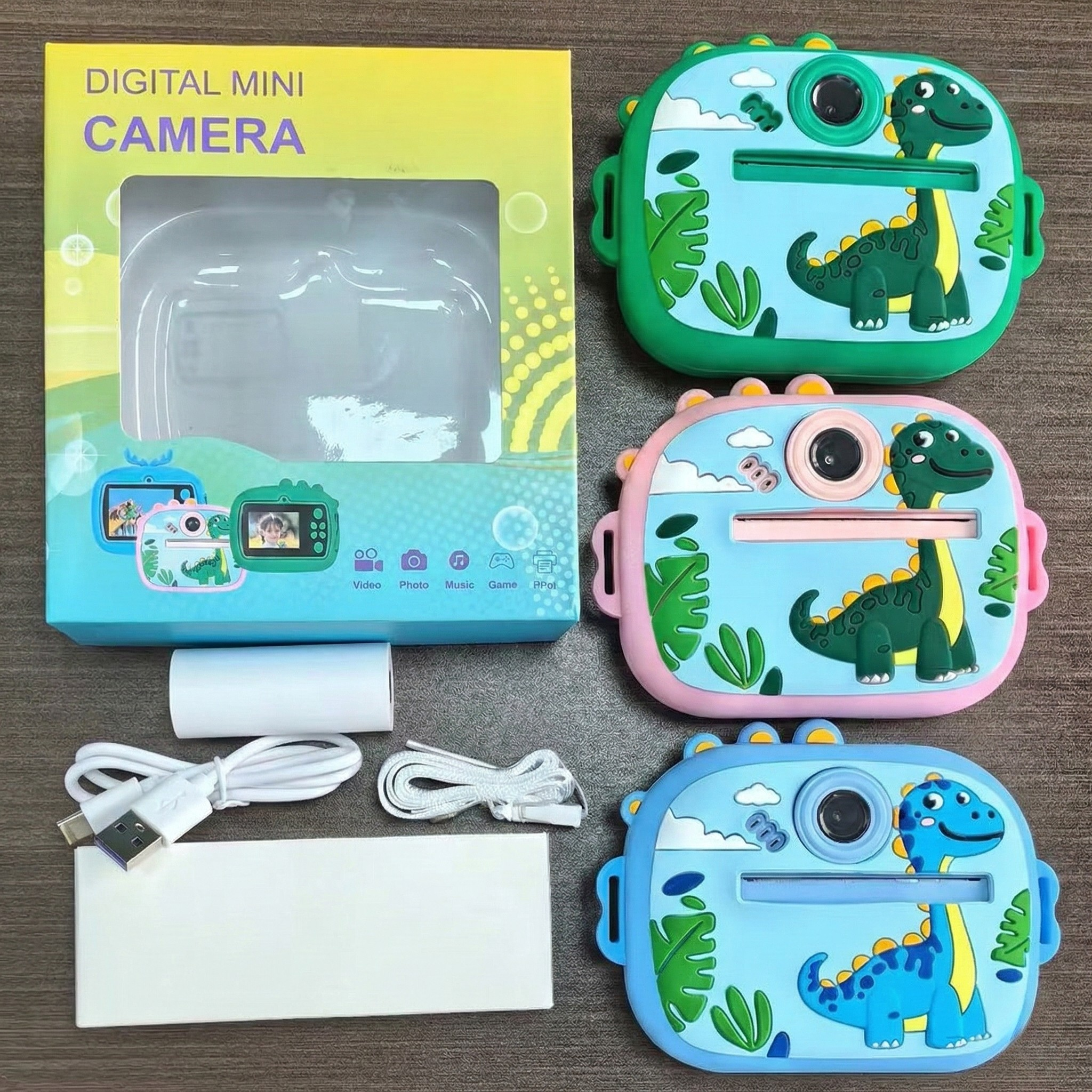 Kids Instant Thermal Print Camera with 1080P Video Recording, Music and Games