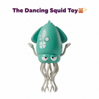 Teal squid-shaped toy with white accents on a white background