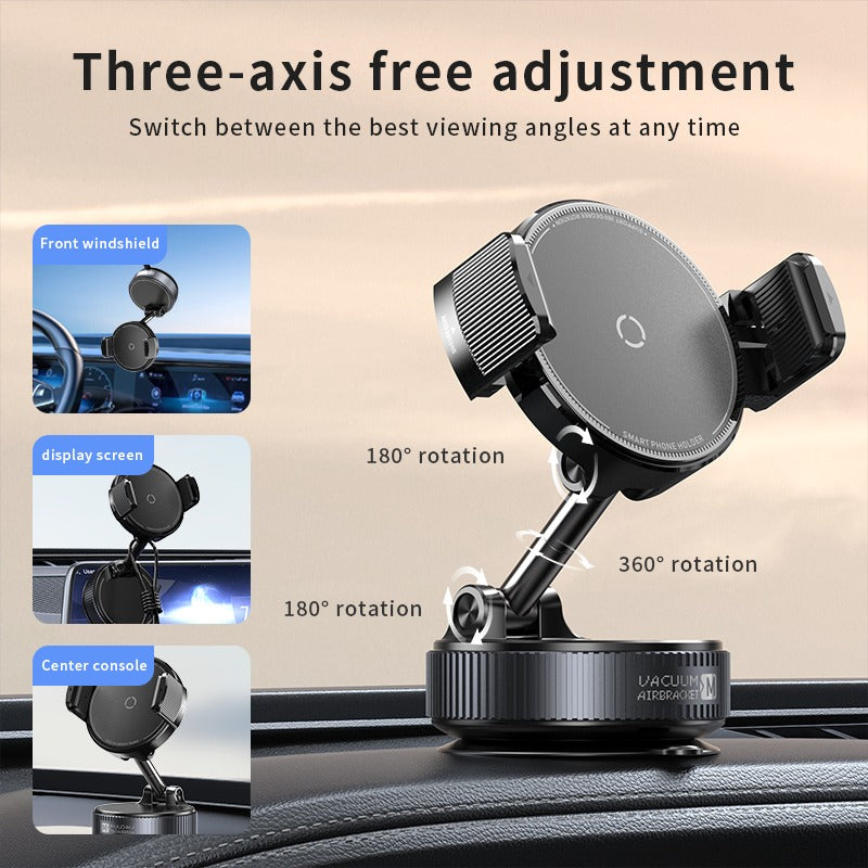 360° Rotatable Vacuum Magnetic Phone Holder — Foldable Car Mount with Electric Suction for Dashboard, Windshield & Desk