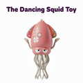 Pink squid-shaped toy with a colorful shell on a white background